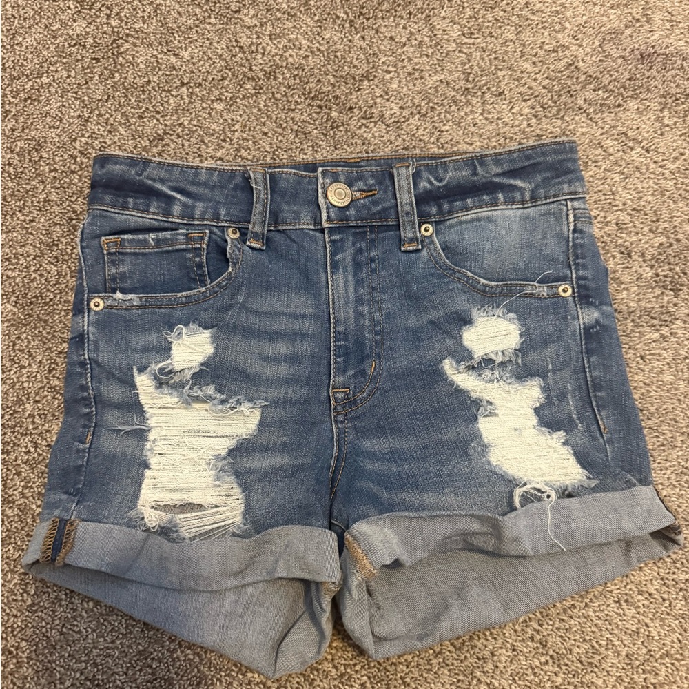 Aeropostale Blue Distressed Jean Shorts